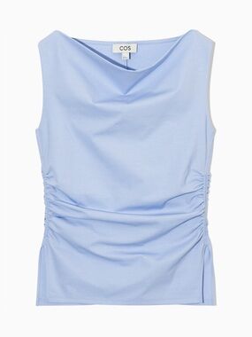 COS light blue Cowl-Neck Gathered Sleeveless Top Women’s sz M